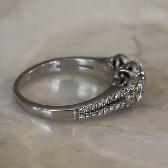 1.07 Carat Natural Diamond Past, Present, Future 14K Gold Engagement Ring $5,600 - Picture 9 of 15